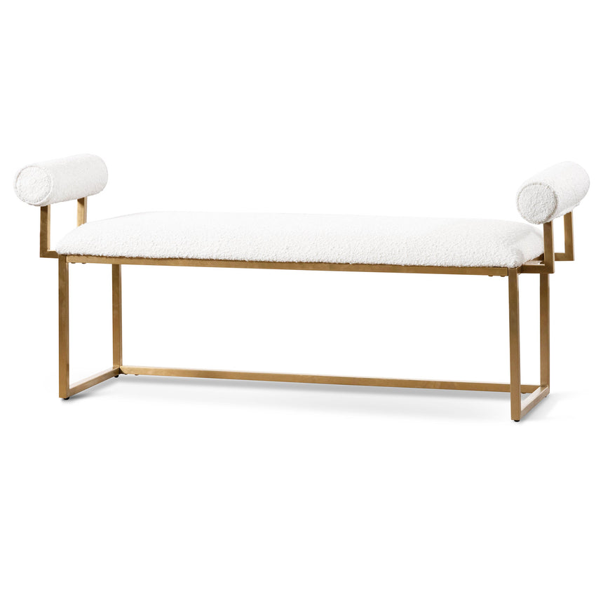 Daisy White Boucle Bench - Brushed Gold Base - View 3