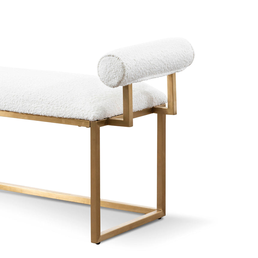 Daisy White Boucle Bench - Brushed Gold Base - View 4