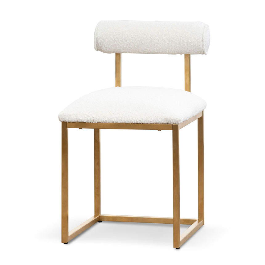 Daisy White Boucle Occasional Chair - Brushed Gold Base