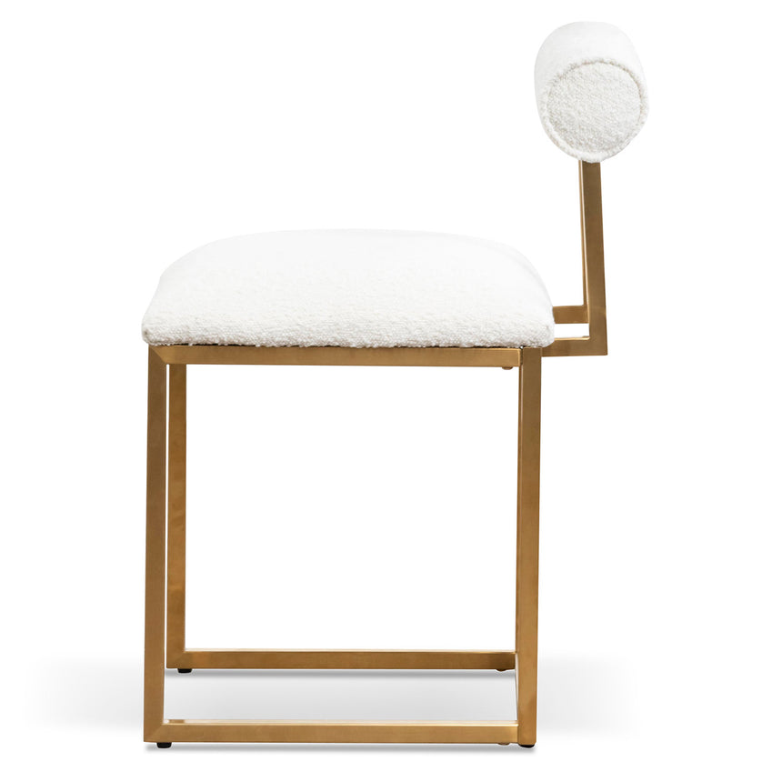 Daisy White Boucle Occasional Chair - Brushed Gold Base - View 3