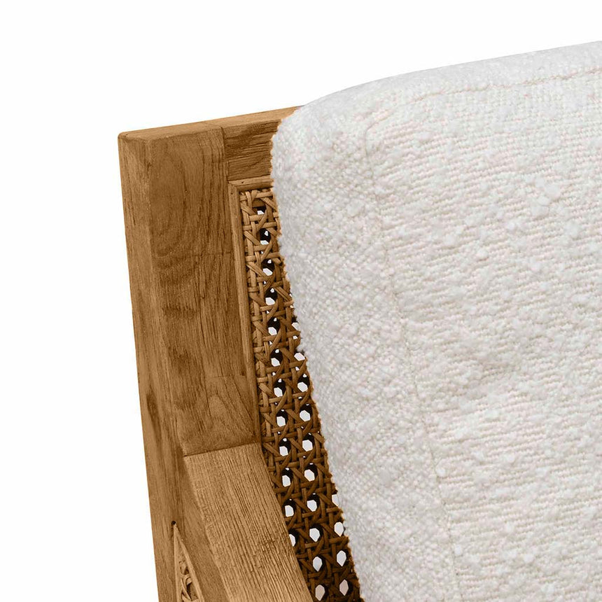 Rattan Arm Chair - Ivory White Boucle - View 7