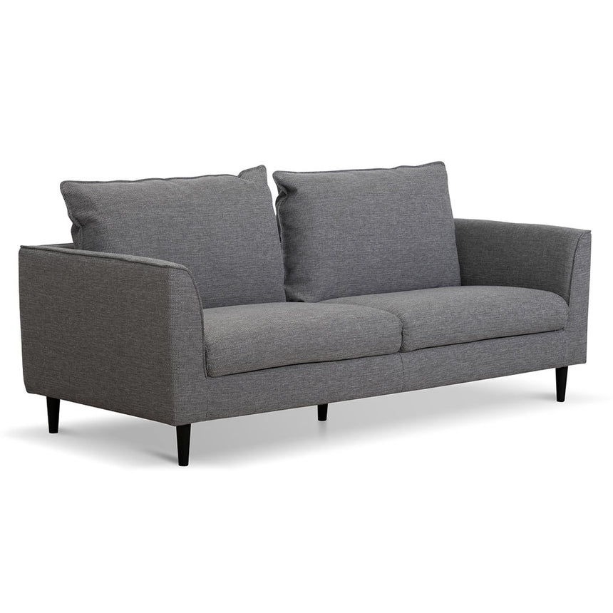 3 Seater Fabric Sofa - Graphite Grey with Black Leg - View 3