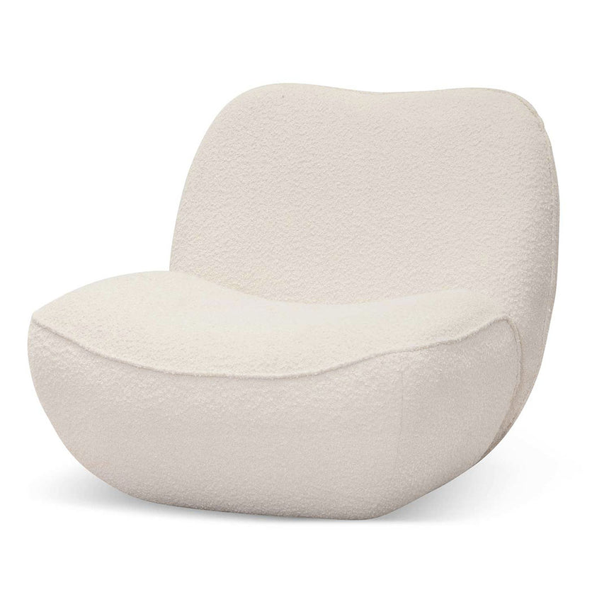 Lounge Chair - Ivory White Boucle - View 3