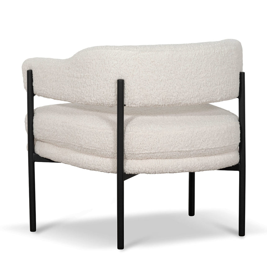 Ivory White Sherpa Armchair - Black Legs - View 4