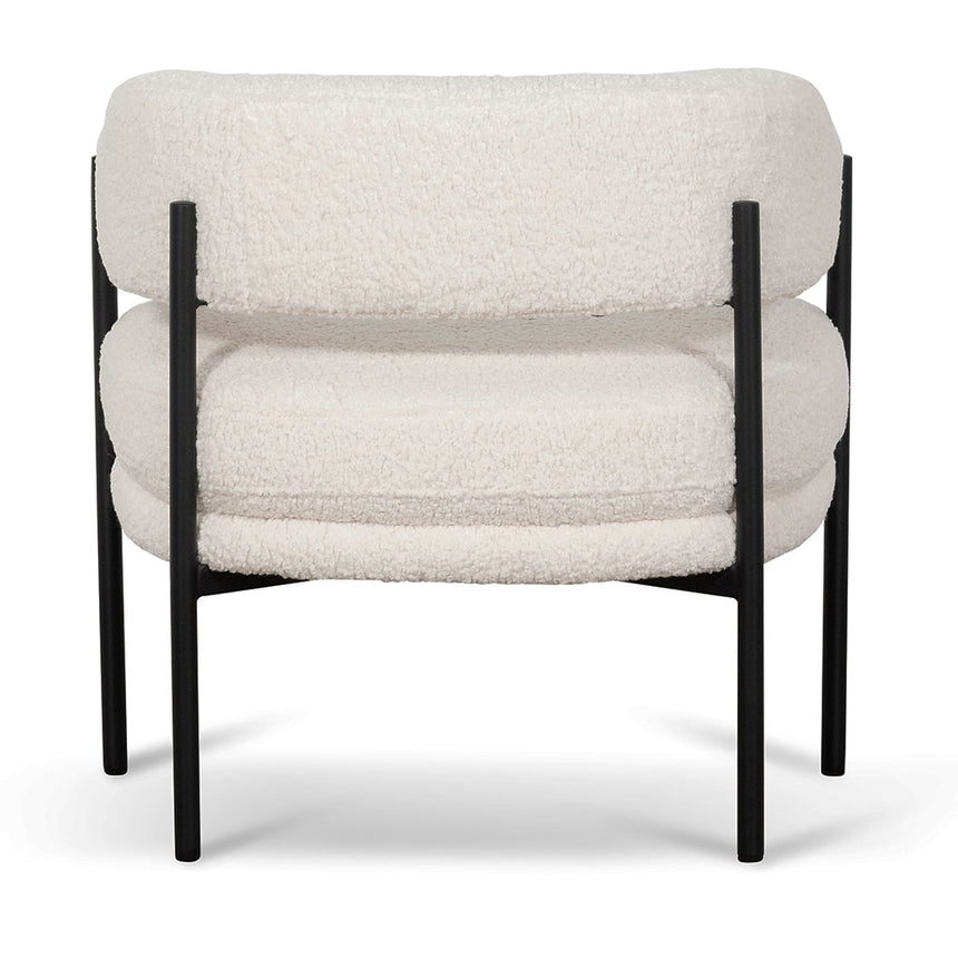 Ivory White Sherpa Armchair - Black Legs - View 5
