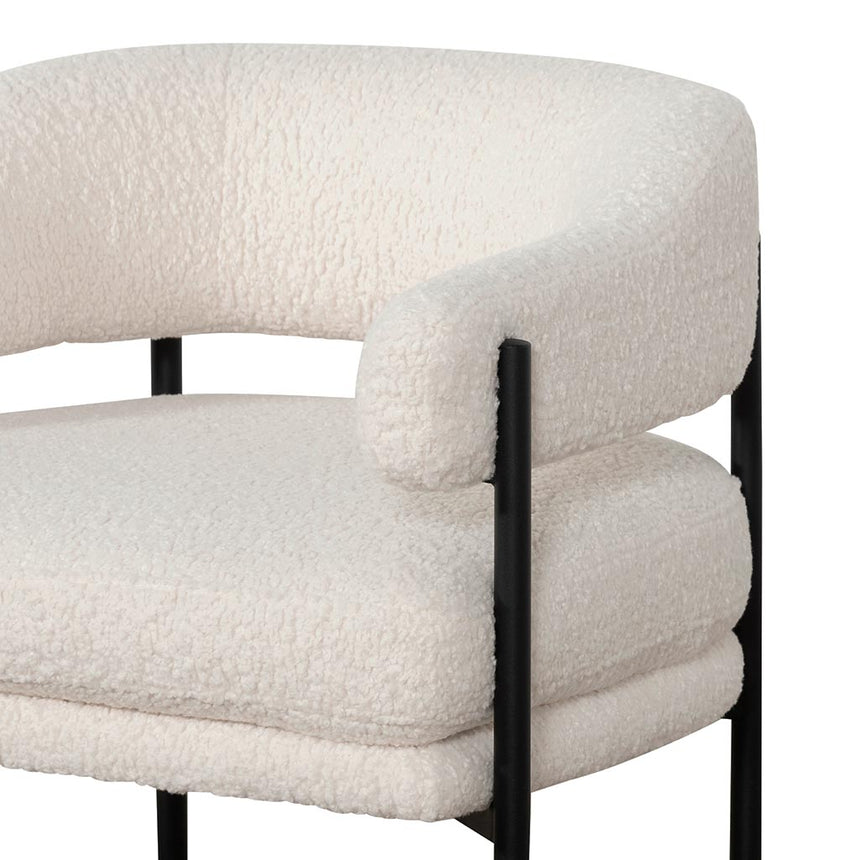 Ivory White Sherpa Armchair - Black Legs - View 10