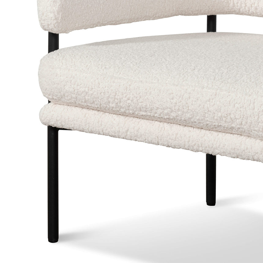Ivory White Sherpa Armchair - Black Legs - View 8