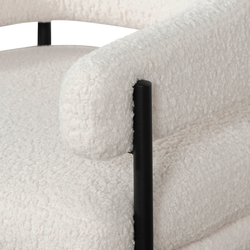 Ivory White Sherpa Armchair - Black Legs - View 11