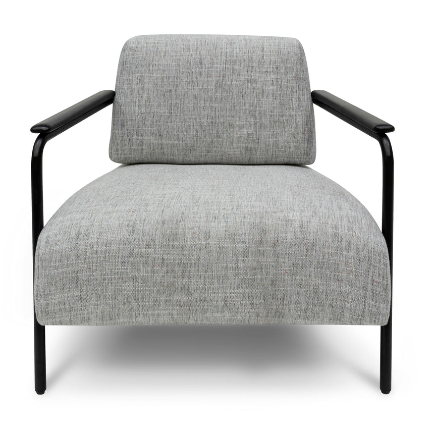 Fabric Armchair - Light Spec Grey with Black Legs - View 2