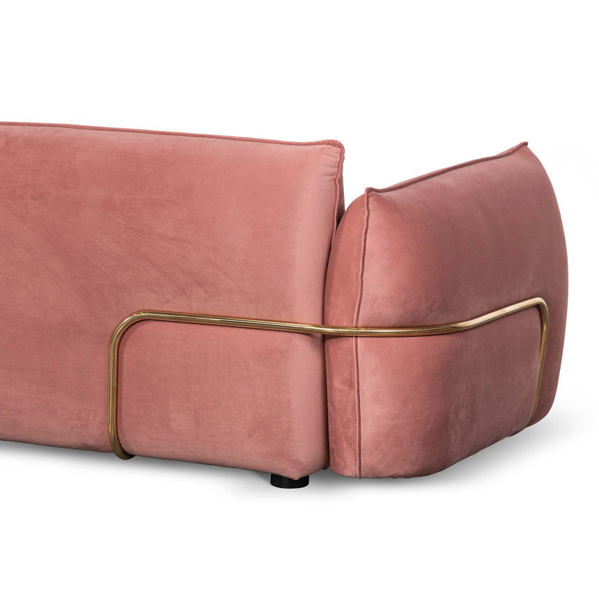 3 Seater Sofa - Blush Pink Velvet With Brass Frame - View 10