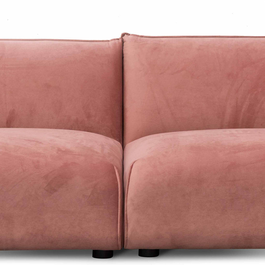 3 Seater Sofa - Blush Pink Velvet With Brass Frame - View 3