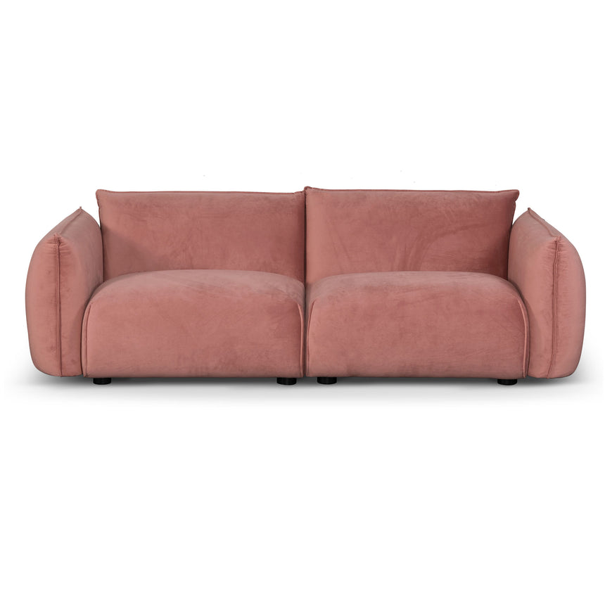 3 Seater Sofa - Blush Pink Velvet With Brass Frame - View 2