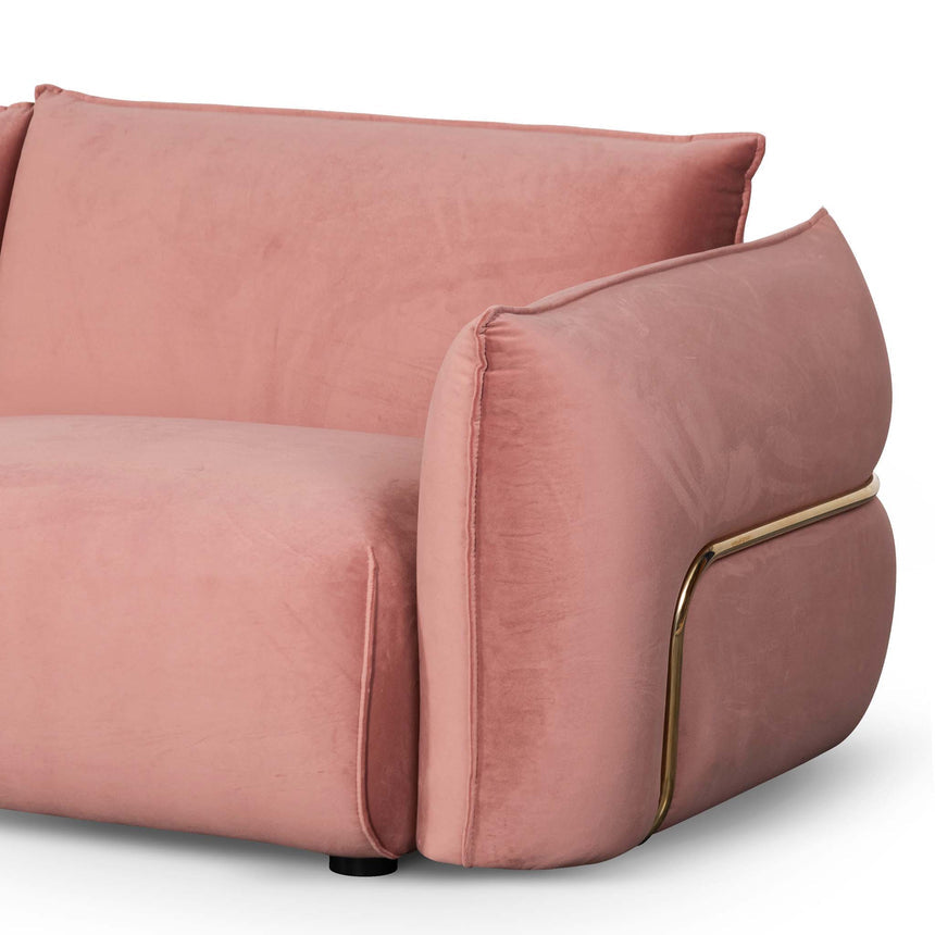3 Seater Sofa - Blush Pink Velvet With Brass Frame - View 5