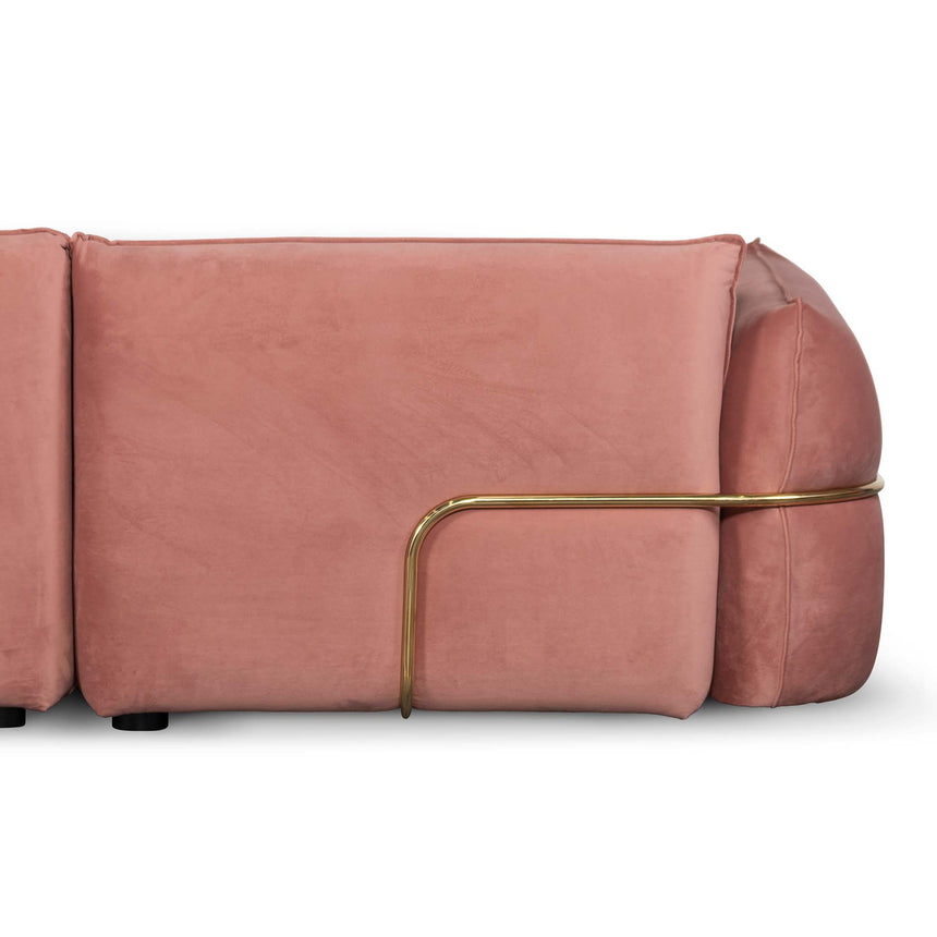 3 Seater Sofa - Blush Pink Velvet With Brass Frame - View 9