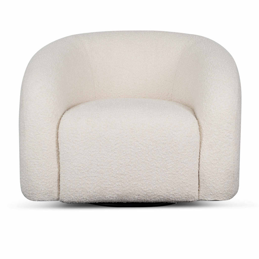 Swivel Armchair - Ivory White Boucle - View 2