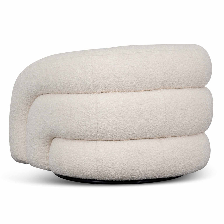 Swivel Armchair - Ivory White Boucle - View 4