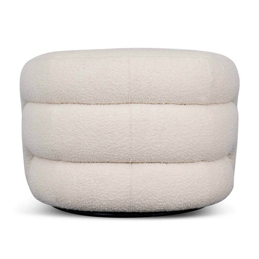 Swivel Armchair - Ivory White Boucle - View 5
