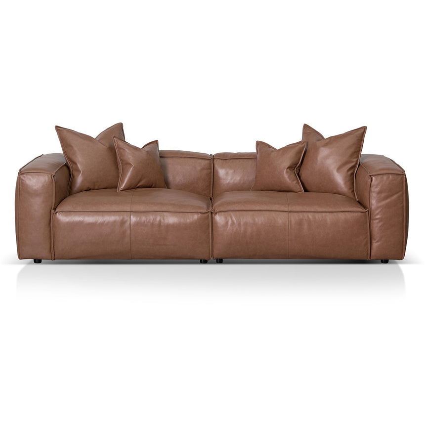 4 Seater Sofa with Cushion and Pillow - Caramel Brown - View 2