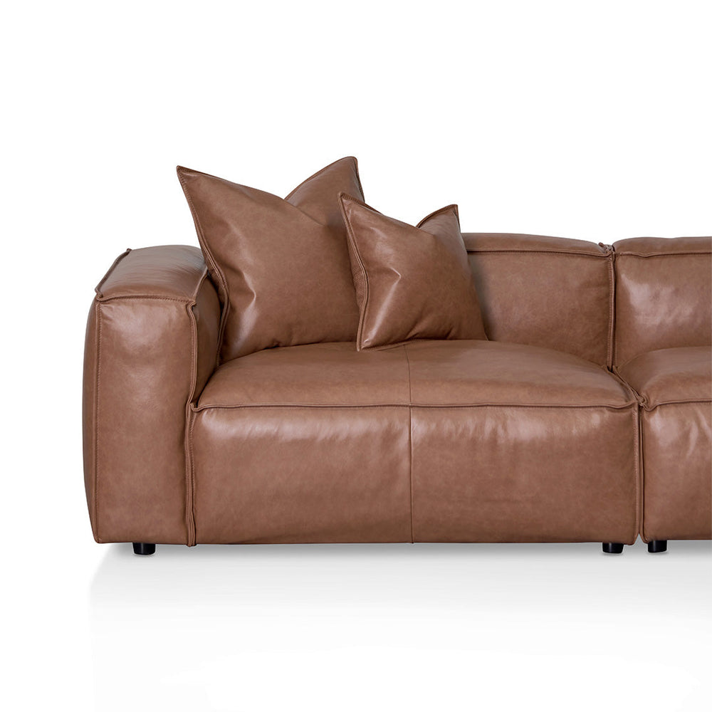 4 Seater Sofa with Cushion and Pillow - Caramel Brown - View 5