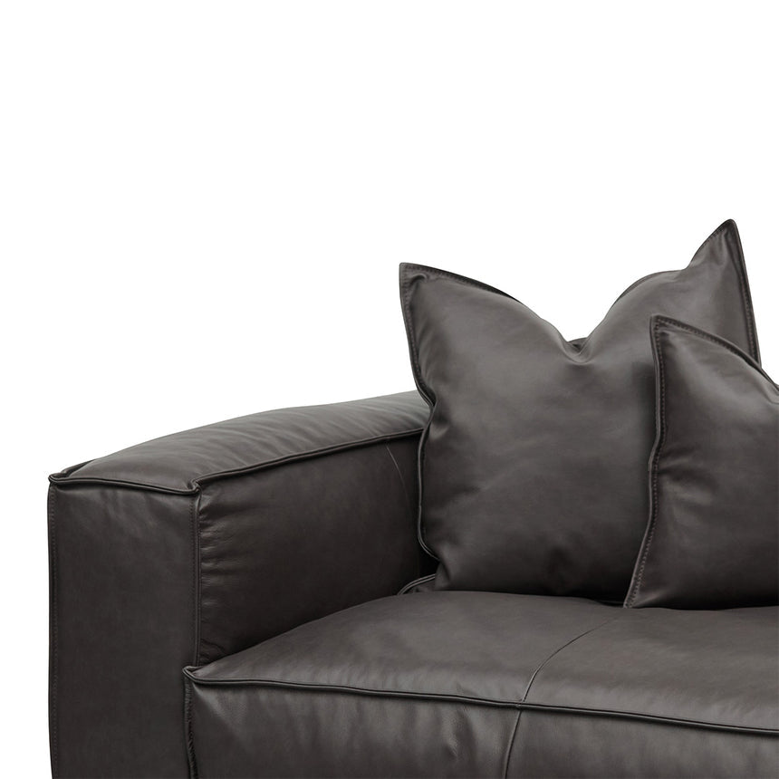 4 Seater Sofa with Cushion and Pillow - Shadow Grey Leather - View 4