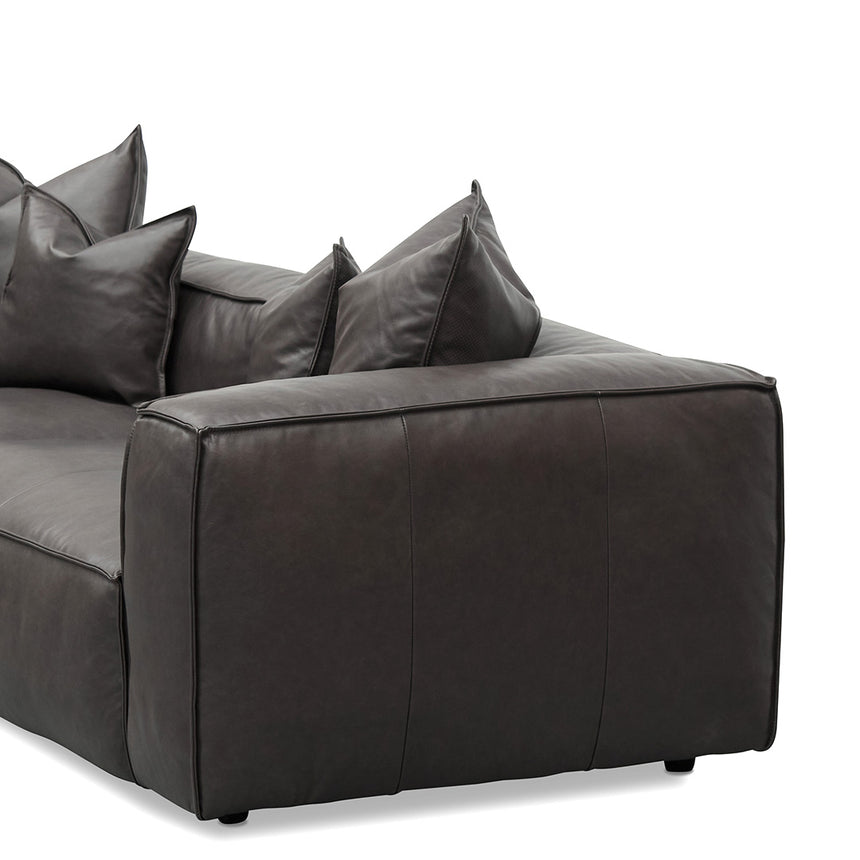 4 Seater Sofa with Cushion and Pillow - Shadow Grey Leather - View 6