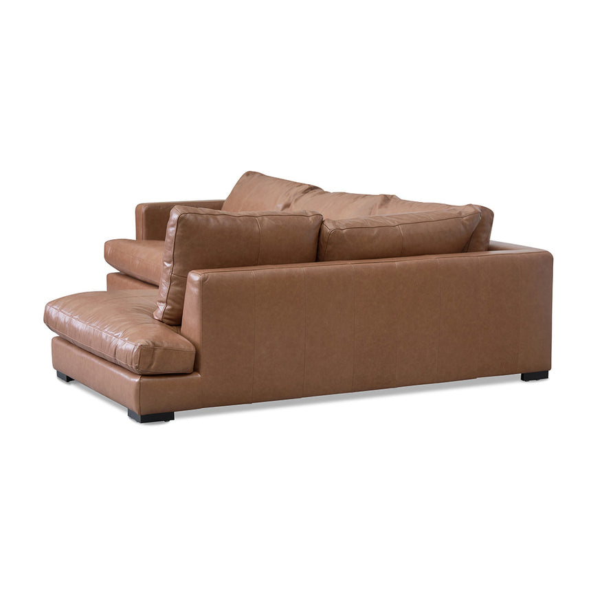 4 Seater Right Chaise Leather Sofa - Caramel Brown - View 10