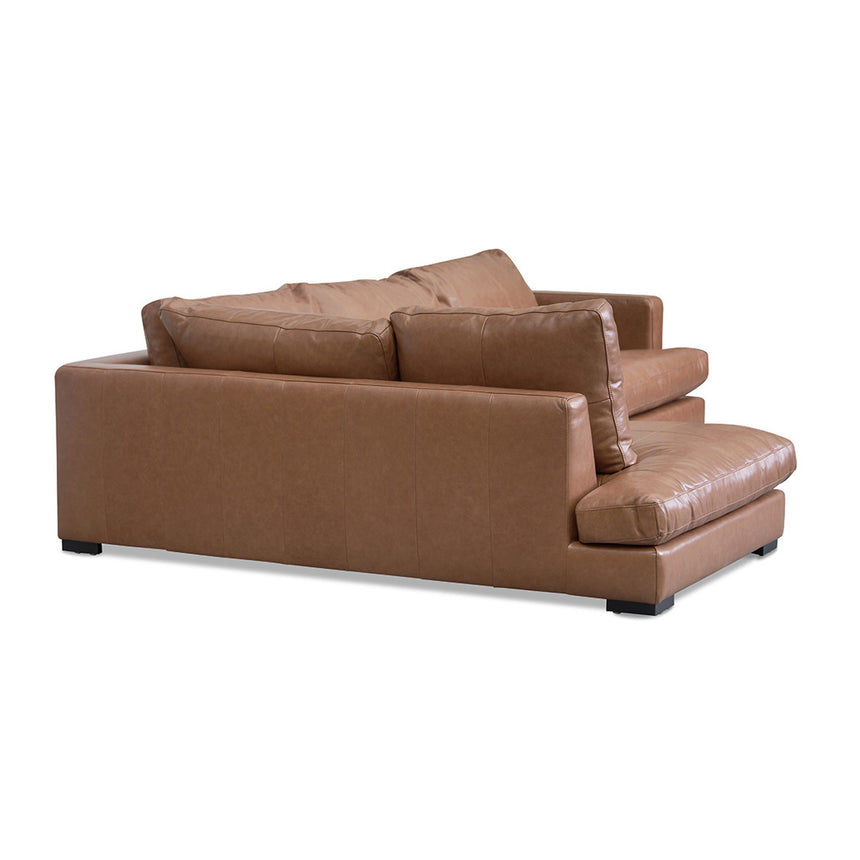 4 Seater Left Chaise Leather Sofa - Caramel Brown - View 10