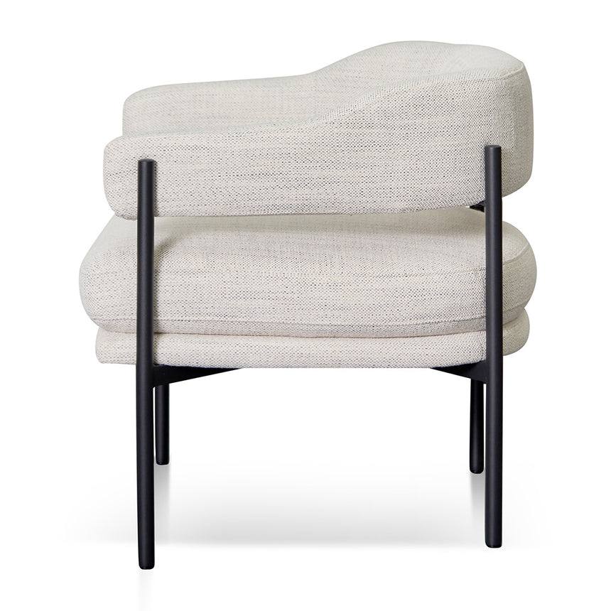 Rustic Beige Fabric Armchair - Black Legs - View 3