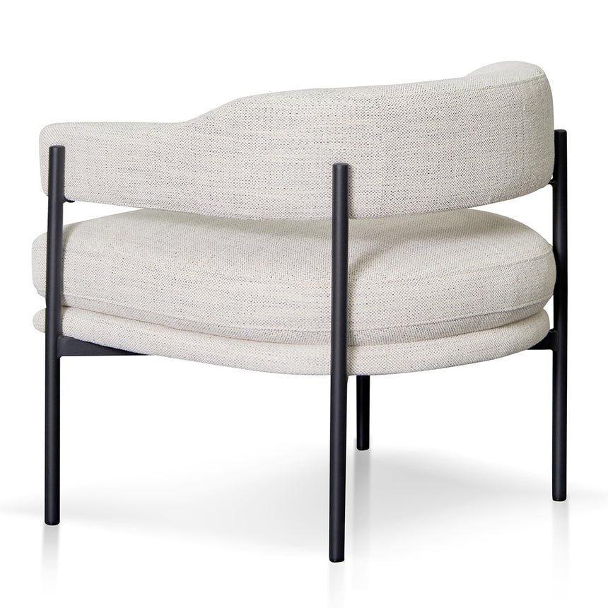 Rustic Beige Fabric Armchair - Black Legs - View 4