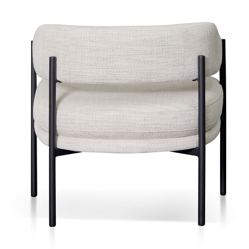 Rustic Beige Fabric Armchair - Black Legs - View 5