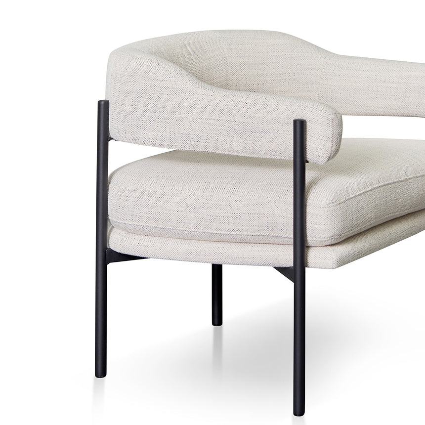 Rustic Beige Fabric Armchair - Black Legs - View 6