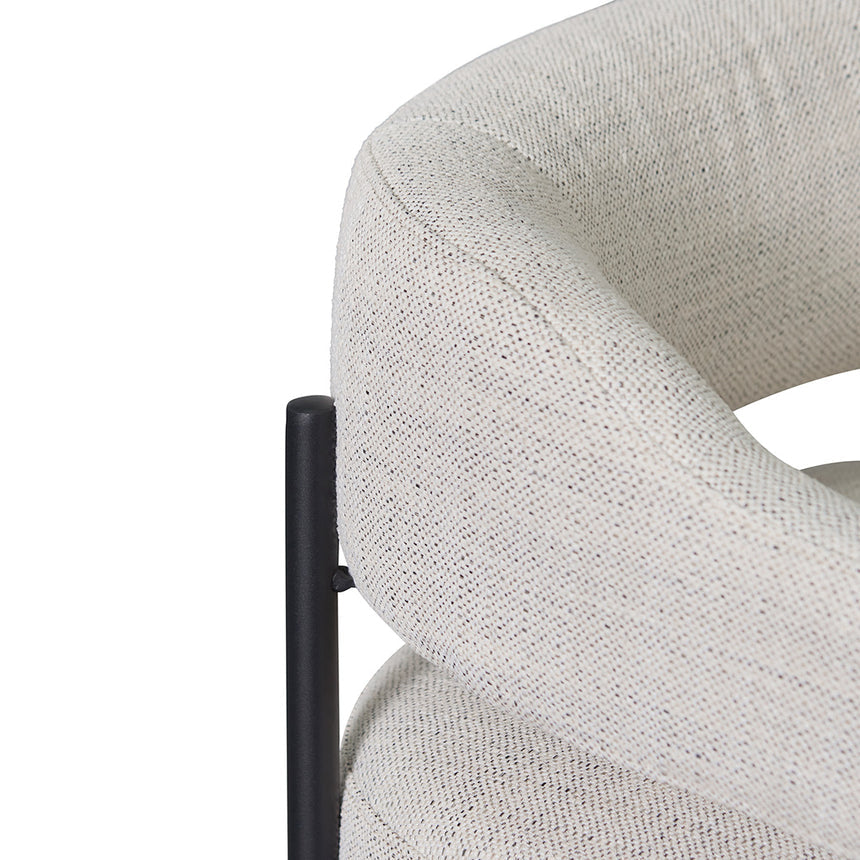 Rustic Beige Fabric Armchair - Black Legs - View 7
