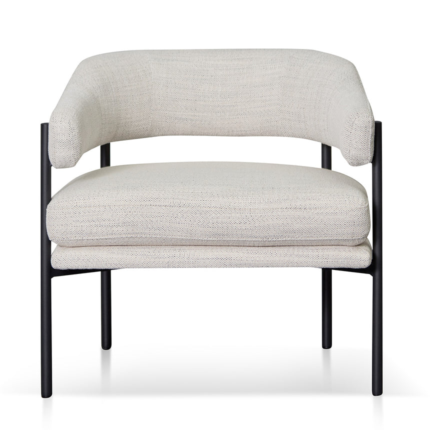 Rustic Beige Fabric Armchair - Black Legs - View 2