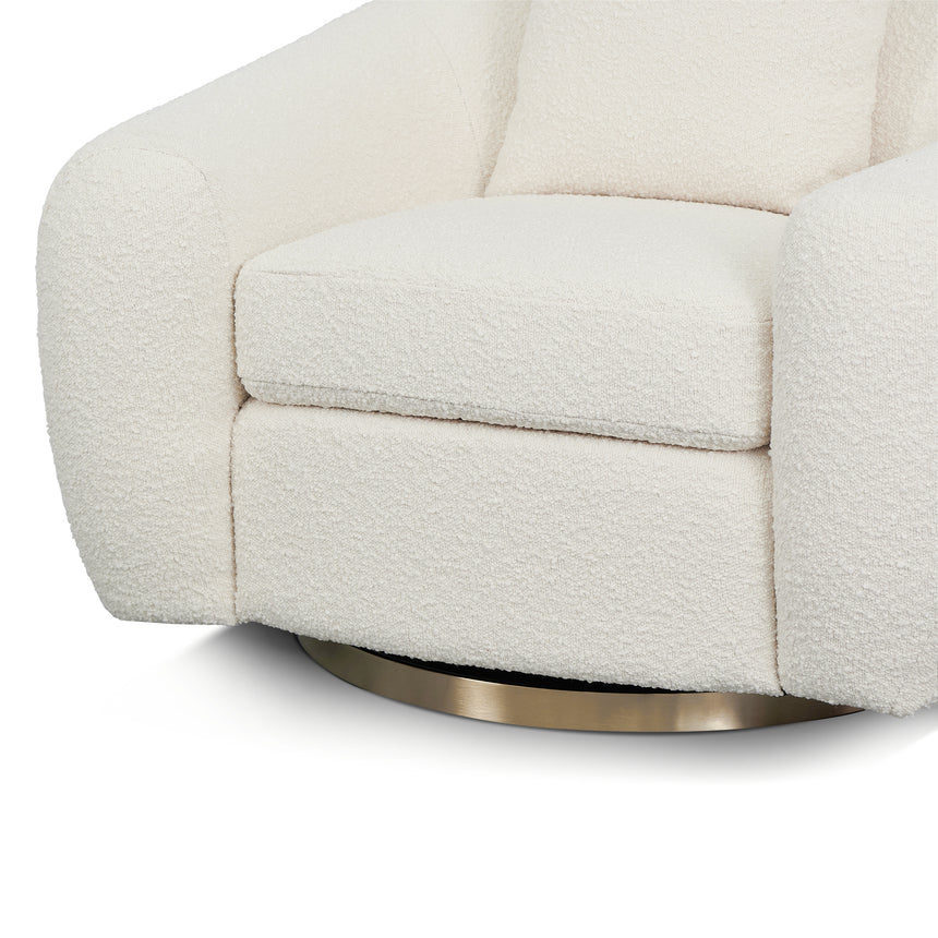 Swivel Armchair - Ivory White Boucle - View 5