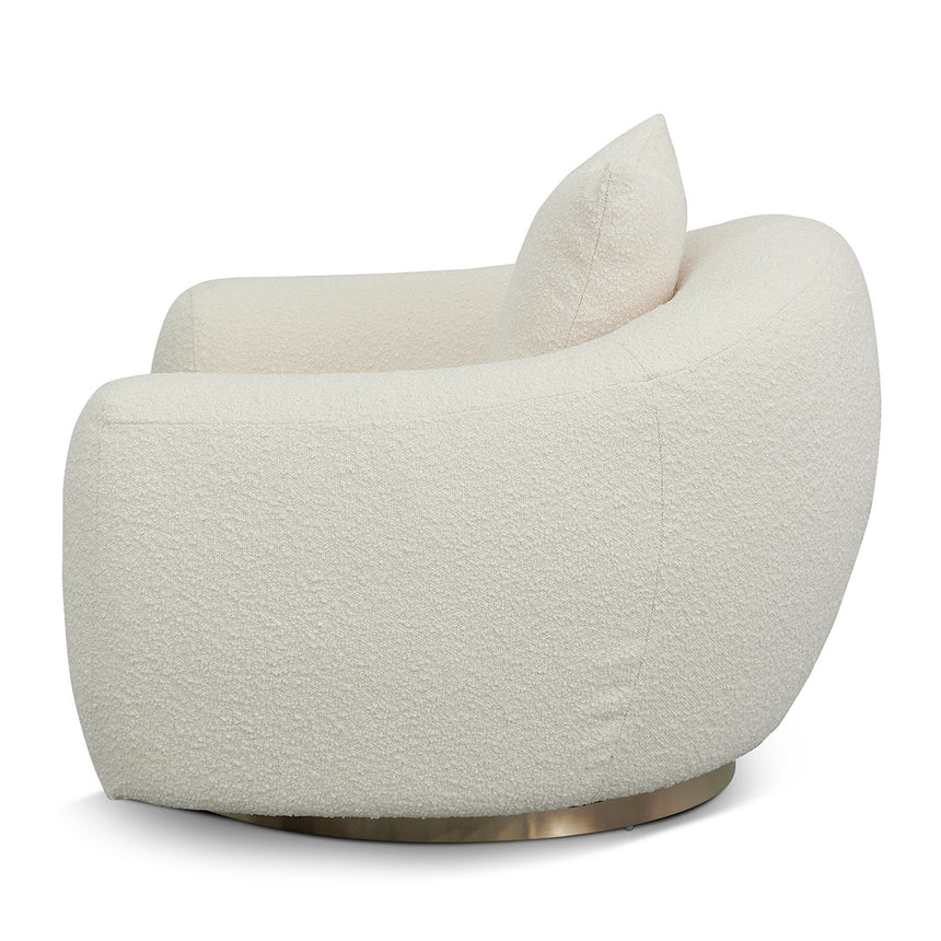 Swivel Armchair - Ivory White Boucle - View 7