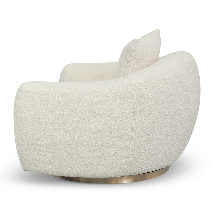 Swivel Armchair - Ivory White Boucle - View 8