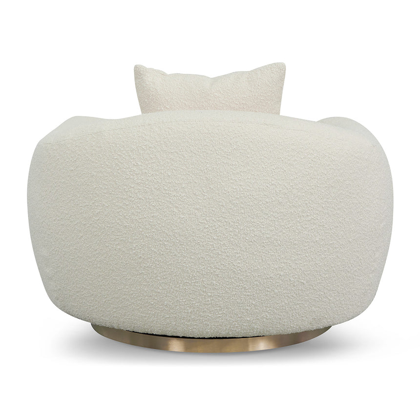Swivel Armchair - Ivory White Boucle - View 9