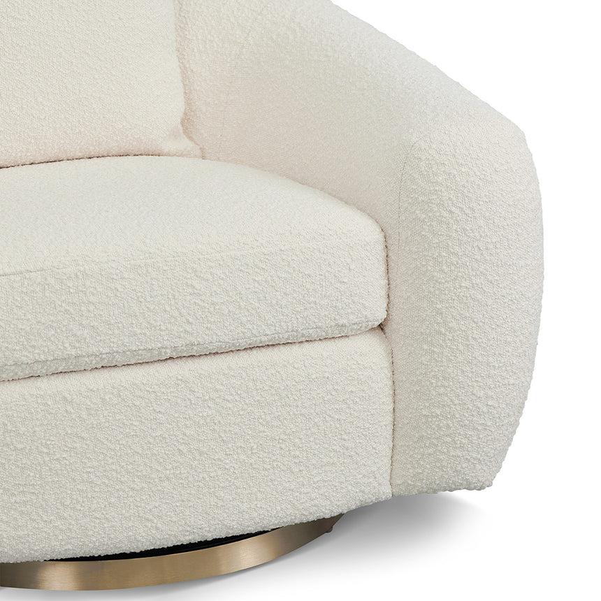 Swivel Armchair - Ivory White Boucle - View 4