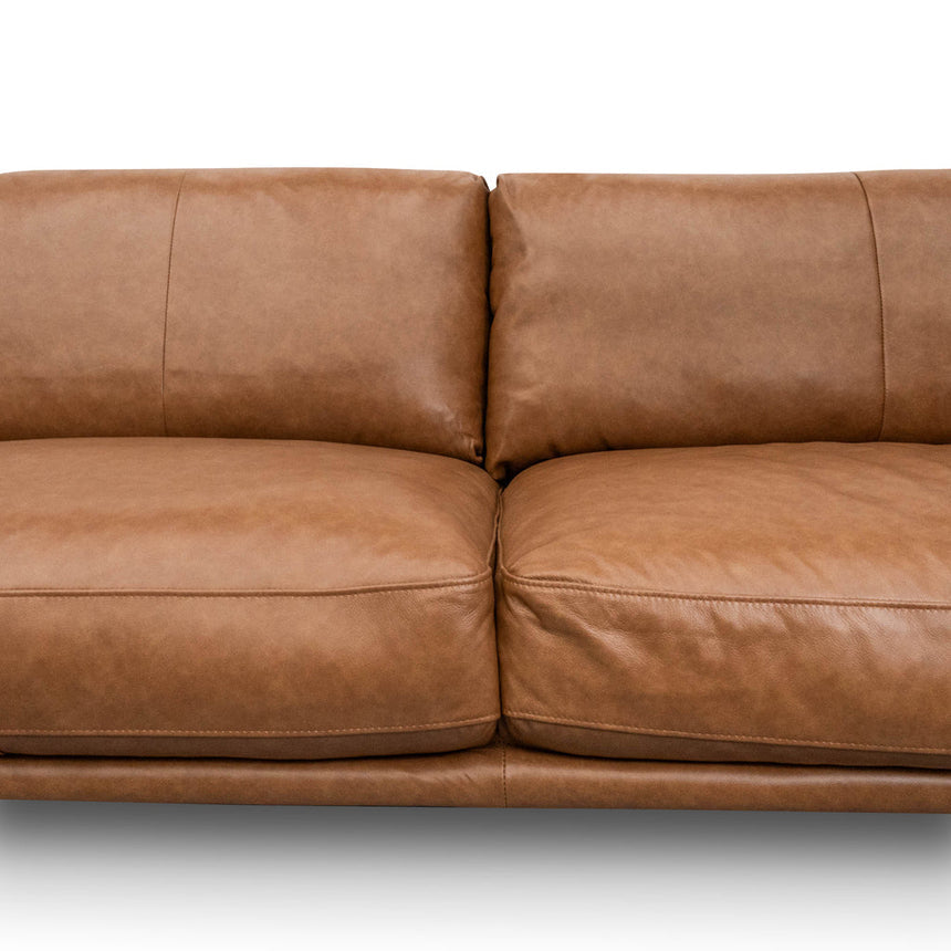 4 Seater Left Chaise Leather Sofa | Caramel Brown | Myka Home - View 9