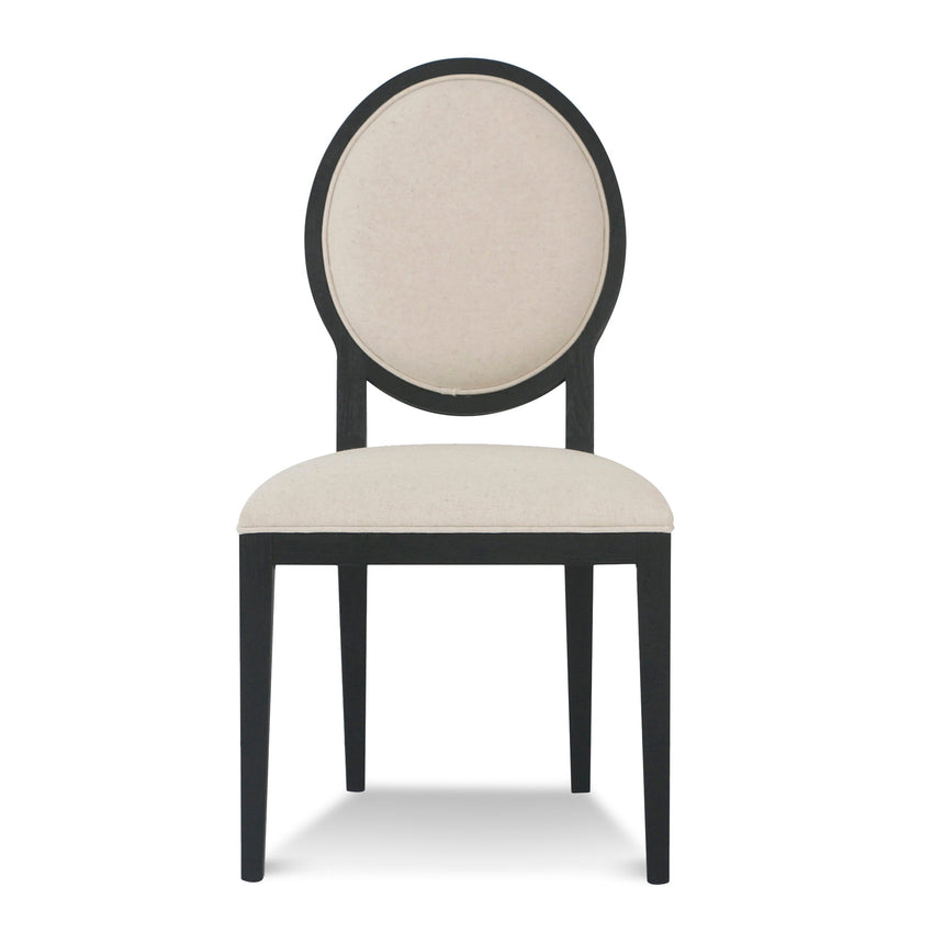 Light Beige Fabric Dining Chair - Black Frame (Set of 2) - View 3