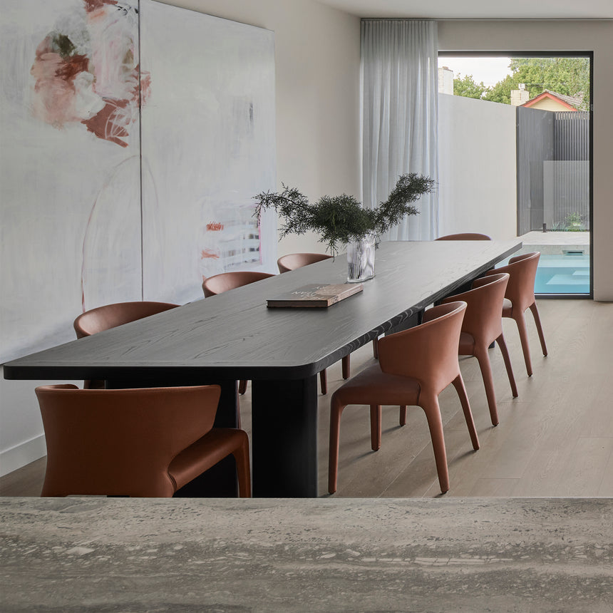 2.4m Elm Dining Table - Full Black - View 2