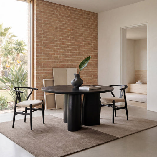 1.5M Round Dining Table | Full Black Oak | Myka Home