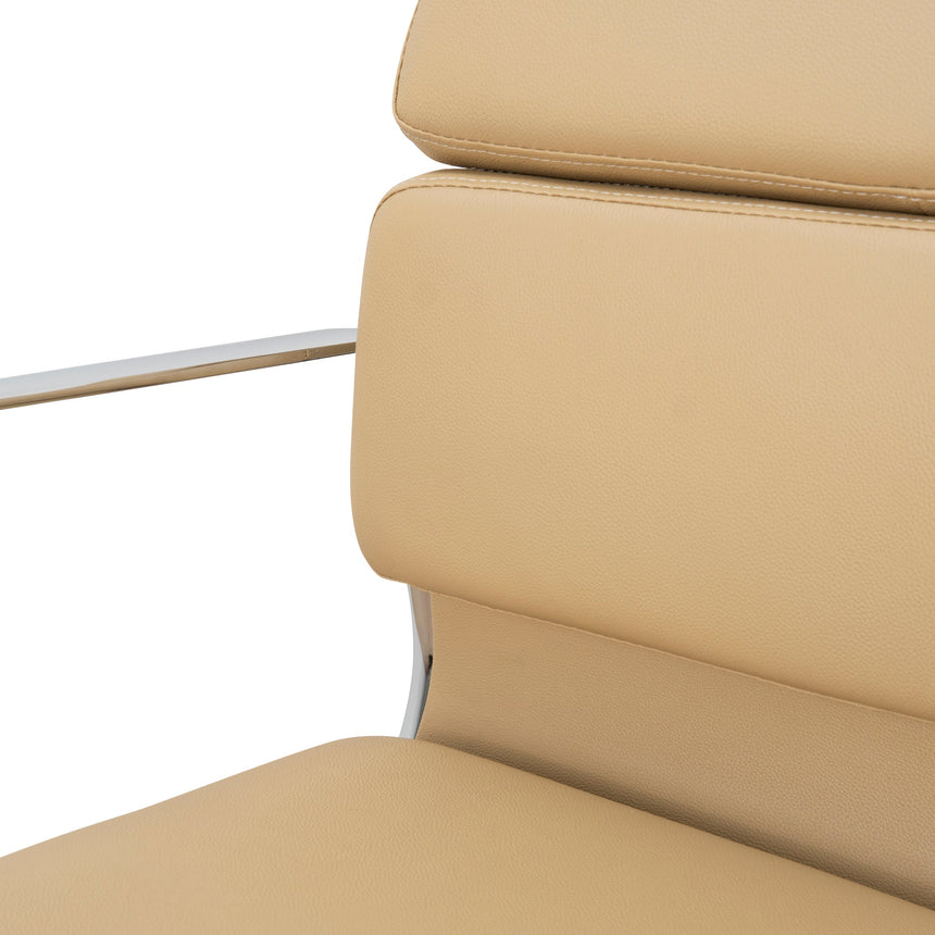 Low Back Office Chair | Light Brown Leather | Myka Home - View 10