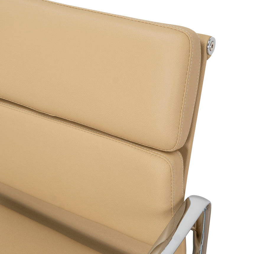 Low Back Office Chair | Light Brown Leather | Myka Home - View 11