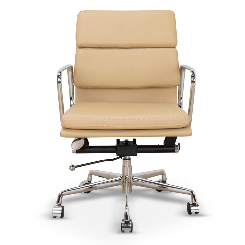 Low Back Office Chair | Light Brown Leather | Myka Home - View 2