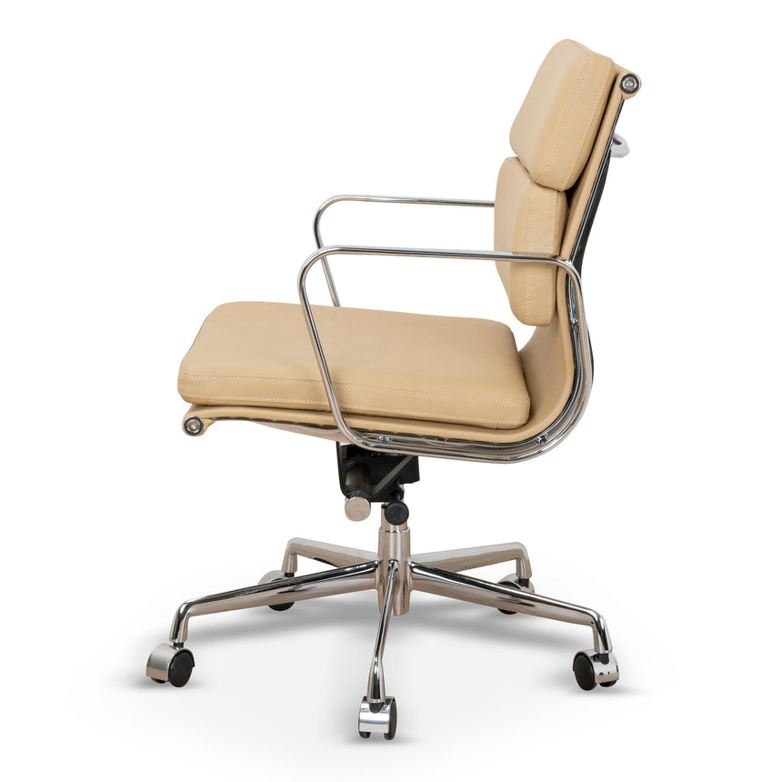 Low Back Office Chair | Light Brown Leather | Myka Home - View 3