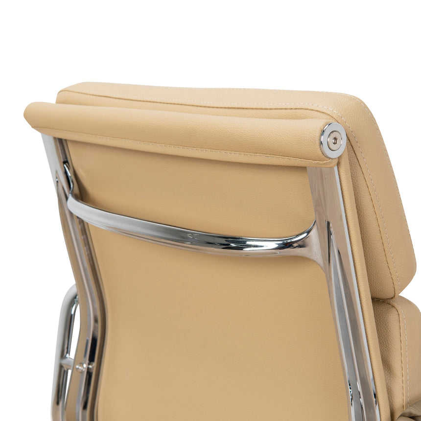 Low Back Office Chair | Light Brown Leather | Myka Home - View 6
