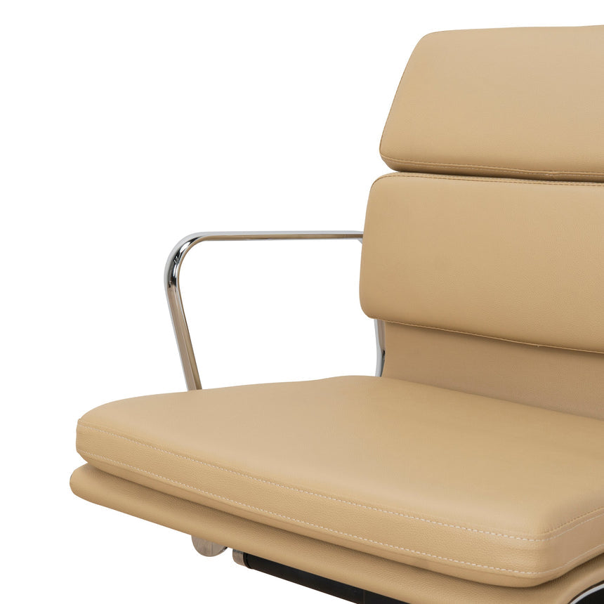 Low Back Office Chair | Light Brown Leather | Myka Home - View 9