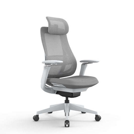 Mesh Office Chair | Light Grey with Headrest | Myka Home