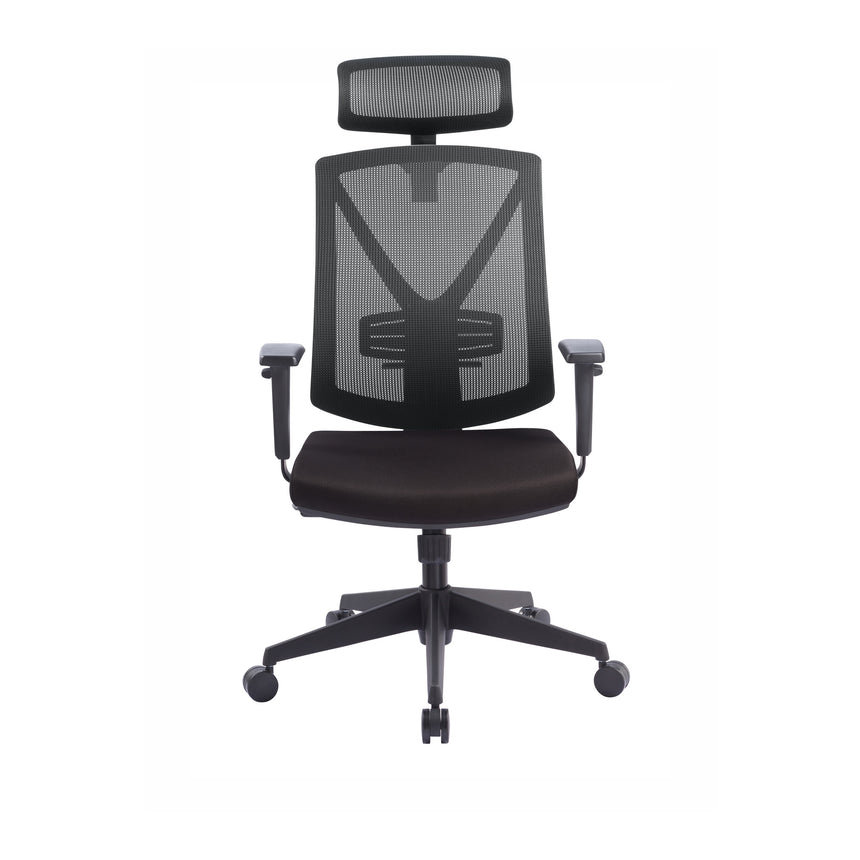 Mesh Ergonomic Office Chair with Headrest | Black | Myka Home - View 3